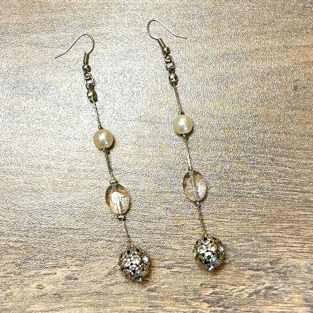 Elegant Silver and Pearl Drop Earrings